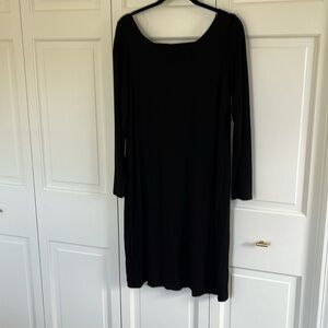 Black jersey dress stretch scoop neck and detail strap back